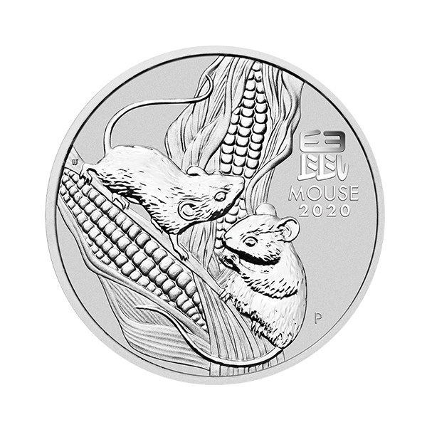 silver bullion, silver coin, 2020 1/2 oz australian silver lunar mouse coin