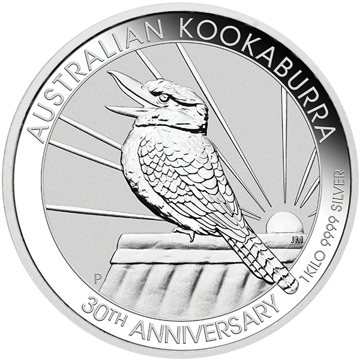silver bullion, silver coin, 2020 1 kilo australian silver kookaburra coin