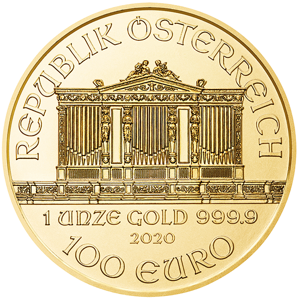 2020 1 oz austrian gold philharmonic coin, gold bullion, gold coin, gold bullion coin