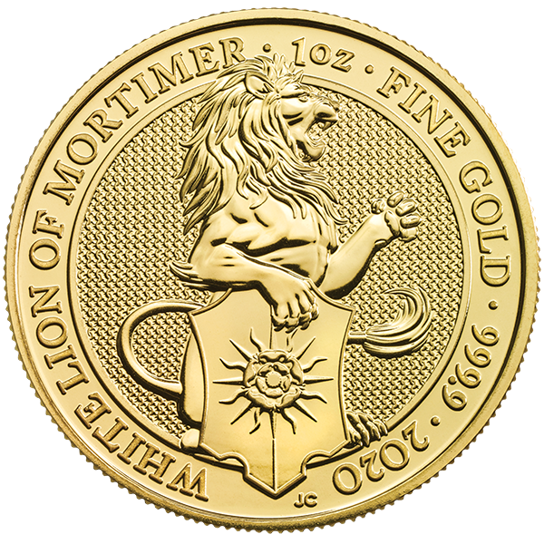 2020 1 oz british gold queen’s beast white lion coin, gold bullion, gold coin, gold bullion coin