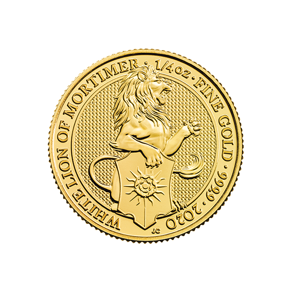 2020 1/4 oz british gold queen’s beast white lion coin, gold bullion, gold coin, gold bullion coin