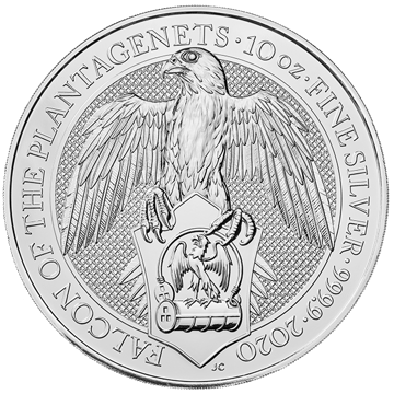 silver bullion, 2020 10 oz british silver queens beast falcon, 10 pounds silver coin