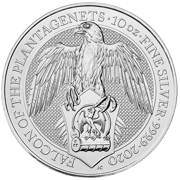 silver bullion, 2020 10 oz british silver queens beast falcon, 10 pounds silver coin