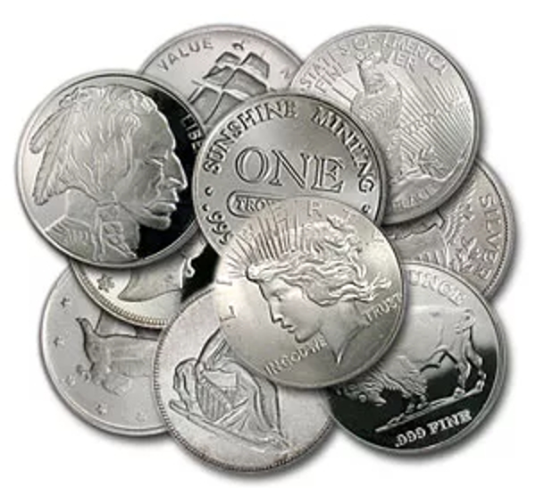 silver bullion, silver coin, 1 oz silver round, varied round, ira approved