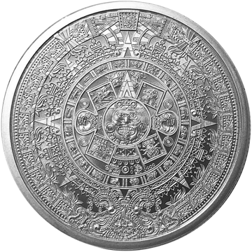 1 oz aztec calendar silver round, silver bullion, silver coin, silver bullion coin