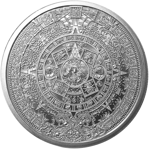 1 oz aztec calendar silver round, silver bullion, silver coin, silver bullion coin