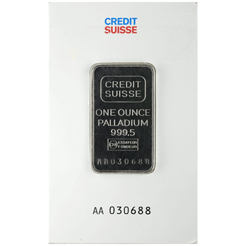 Picture of 1 oz Credit Suisse Palladium Bar (w/ Assay)