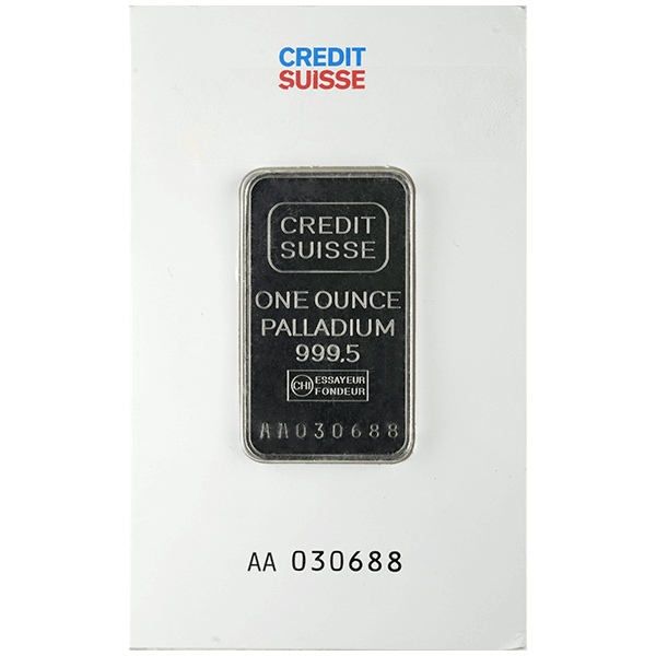 Picture of 1 oz Credit Suisse Palladium Bar (w/ Assay)