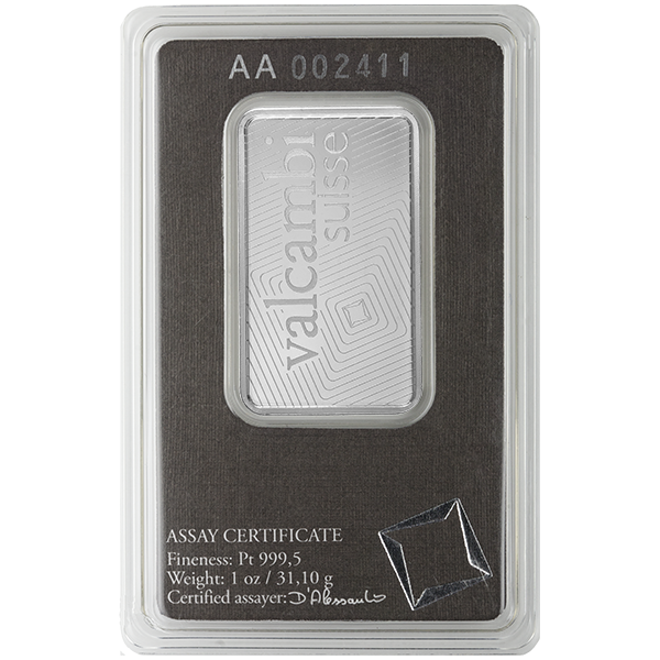 Picture of 1 oz Platinum Bar Valcambi (w/ Assay)