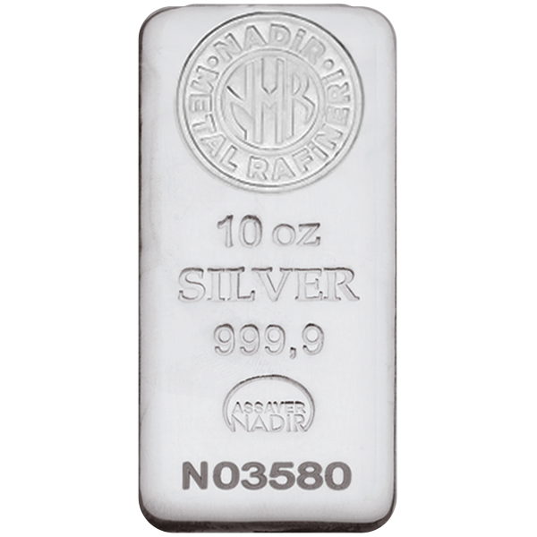 10 oz nadir refinery silver bar, silver bullion, silver bar, silver bullion bar