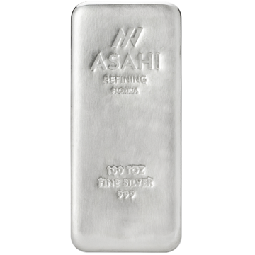 100 oz asahi silver bar, silver bullion, silver bar, silver bullion bar