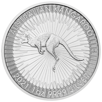 2021 1 oz australian silver kangaroo coin, silver bullion, silver coin, silver bullion coin