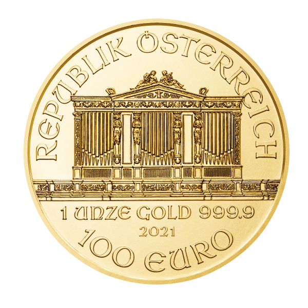 2021 1 oz austrian gold philharmonic coin, gold bullion, gold coin, gold bullion coin