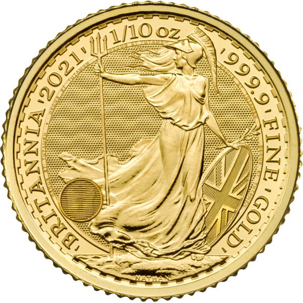 2021 1/10 oz british gold britannia coin, gold bullion, gold coin, gold bullion coin