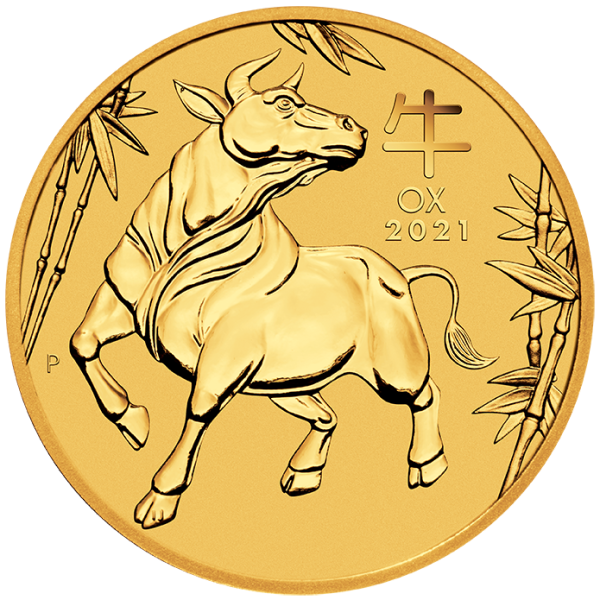 2021 1/10 oz australian gold lunar ox coin, gold bullion, gold coin