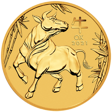 2021 1/20 oz australian gold lunar ox coin, gold bullion, gold coin, gold bullion coin