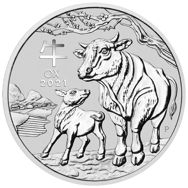 2021 1 kilo australian silver lunar ox coin, silver bullion, silver coin, silver bullion coin