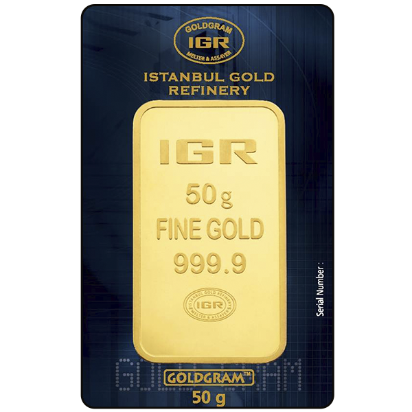 50 gram istanbul gold refinery igr gold bar w/ assay, gold bullion, gold bar, gold bullion bar