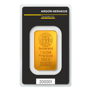 1 oz argor-heraeus gold bar w/ assay, gold bullion, gold bar, gold bullion bar