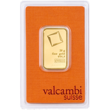 20 gram gold bar, valcambi w/ assay, gold bullion, gold bar, gold bullion bar