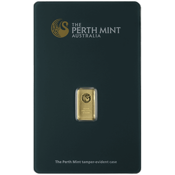 1 gram perth mint gold bar w/ assay, gold bullion, gold bar, gold bullion bar