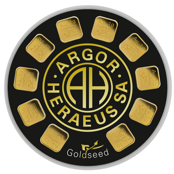 10 gram gold bar argor-heraeus goldseed 10 x 1g w/ assay, gold bullion, gold bar, gold bullion bar