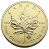 1 oz canadian gold maple leaf coin, .9999 fine gold, random year, gold bullion, gold coin, gold bullion coin