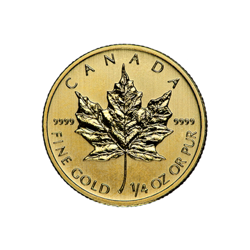 1/4 oz canadian gold maple leaf coin, random year, gold bullion, gold coin, gold bullion coin