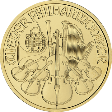 1 oz austrian gold philharmonic coin, random year, gold bullion, gold coin, gold bullion coin