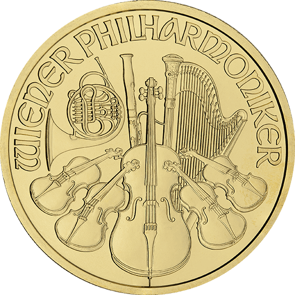 1 oz austrian gold philharmonic coin, random year, gold bullion, gold coin, gold bullion coin