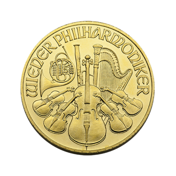 1/2 oz austrian gold philharmonic coin, random year, gold bullion, gold coin, gold bullion coin