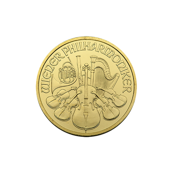 1/4 oz austrian gold philharmonic coin, random year, gold bullion, gold coin, gold bullion coin