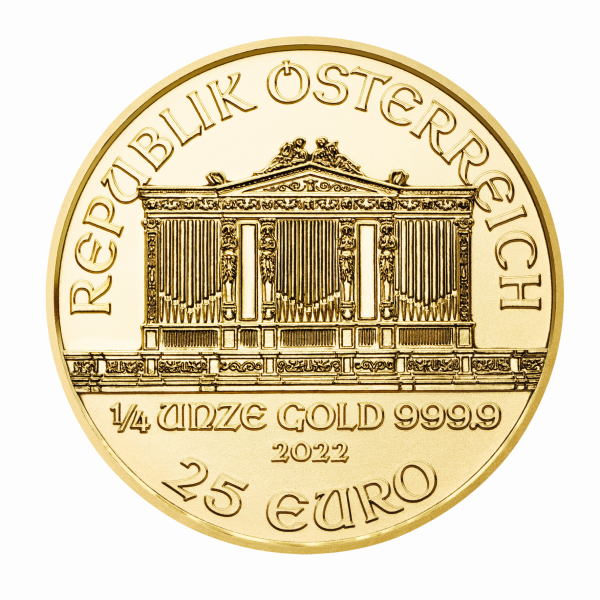 2022 1/4 oz austrian gold philharmonic coin, gold bullion, gold coin, gold bullion coin