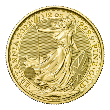 2022 1/2 oz british gold britannia coin, gold bullion, gold coin, gold bullion coin