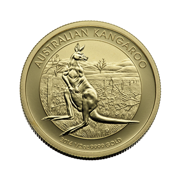 1/2 oz australian gold kangaroo coin, random year, gold bullion, gold coin, gold bullion coin