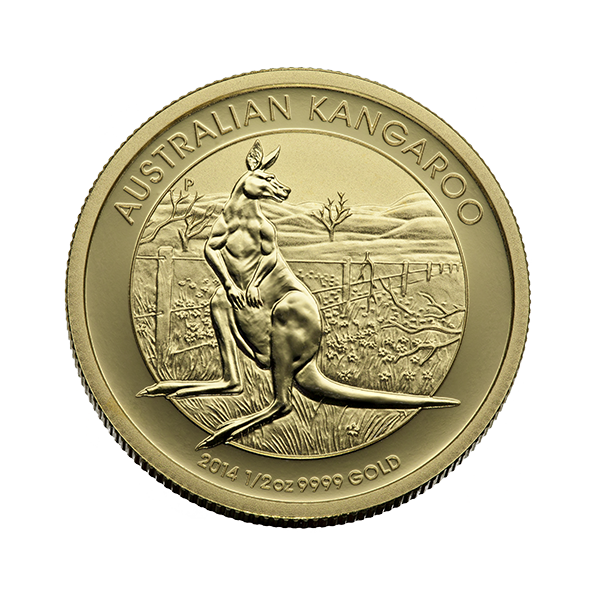 1/2 oz australian gold kangaroo coin, random year, gold bullion, gold coin, gold bullion coin