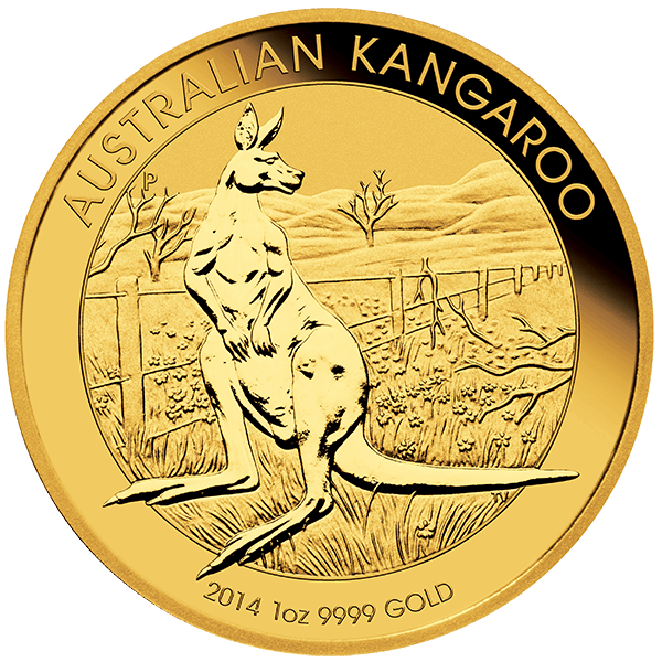 1 oz australian gold kangaroo coin, random year, gold bullion, gold coin, gold bullion coin