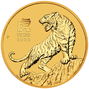 2022 1/10 oz australian gold lunar tiger coin, gold bullion, gold coin, gold bullion coin