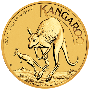 2022 1/10 oz australian gold kangaroo coin, gold bullion, gold coin, gold bullion coin