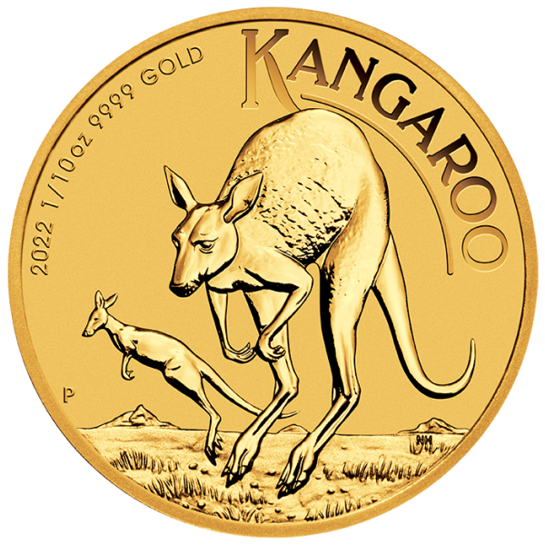 2022 1/10 oz australian gold kangaroo coin, gold bullion, gold coin, gold bullion coin