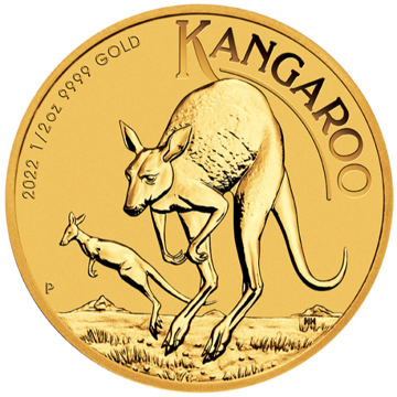 2022 1/2 oz australian gold kangaroo coin, gold bullion, gold coin, gold bullion coin