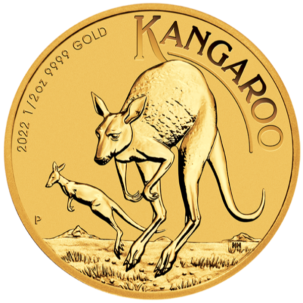 2022 1/2 oz australian gold kangaroo coin, gold bullion, gold coin, gold bullion coin