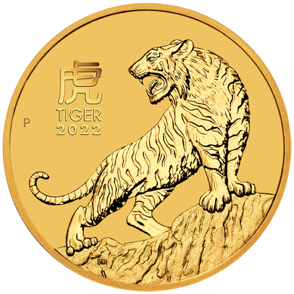 2022 2 oz australian gold lunar tiger coin, gold bullion, gold coin, gold bullion coin