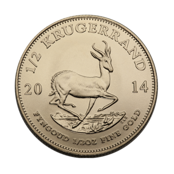 1/2 oz south african gold krugerrand coin, random year, gold bullion, gold coin, gold bullion coin