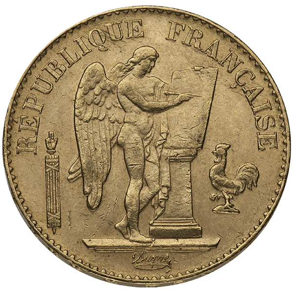 20 francs france gold coin, lucky angel, random year, gold bullion, gold coin, semi-numismatic gold coin