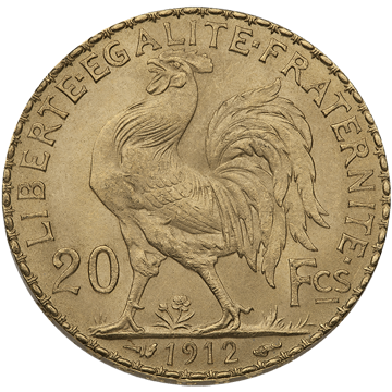 20 francs france gold coin – rooster, random year, gold bullion, gold coin, semi-numismatic gold coin