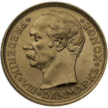 10 kroner gold danish coin, circulated, gold bullion, gold coin, semi-numismatic gold coin