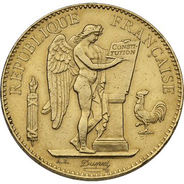 100 francs france gold coin – angel, circulated, gold bullion, gold coin, gold semi-numismatic coin