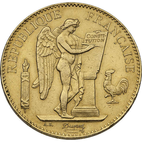 100 francs france gold coin – angel, circulated, gold bullion, gold coin, gold semi-numismatic coin