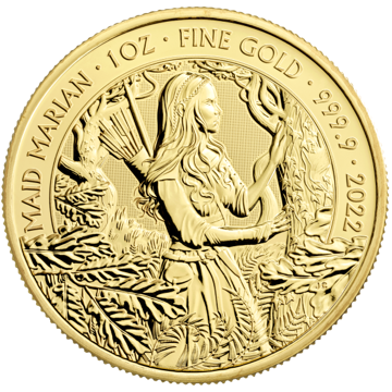 2022 1 oz british maid marian gold coin, gold bullion, gold coin, gold bullion coin